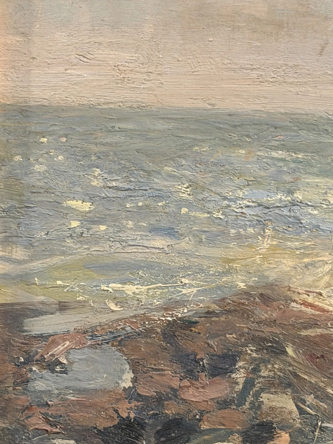 Pittura antica, olio su tavola, Marina, Pompeo Mariani, '800 6