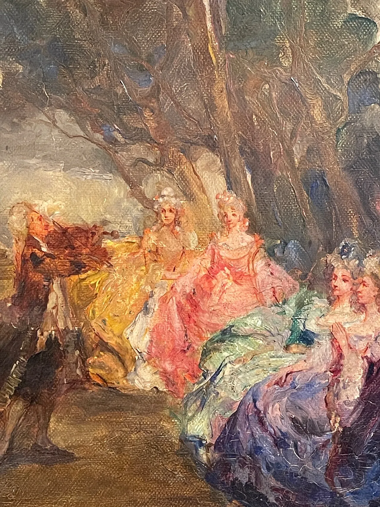 Olio su tela, concerto all'aperto, G. Rivaroli, '800 3