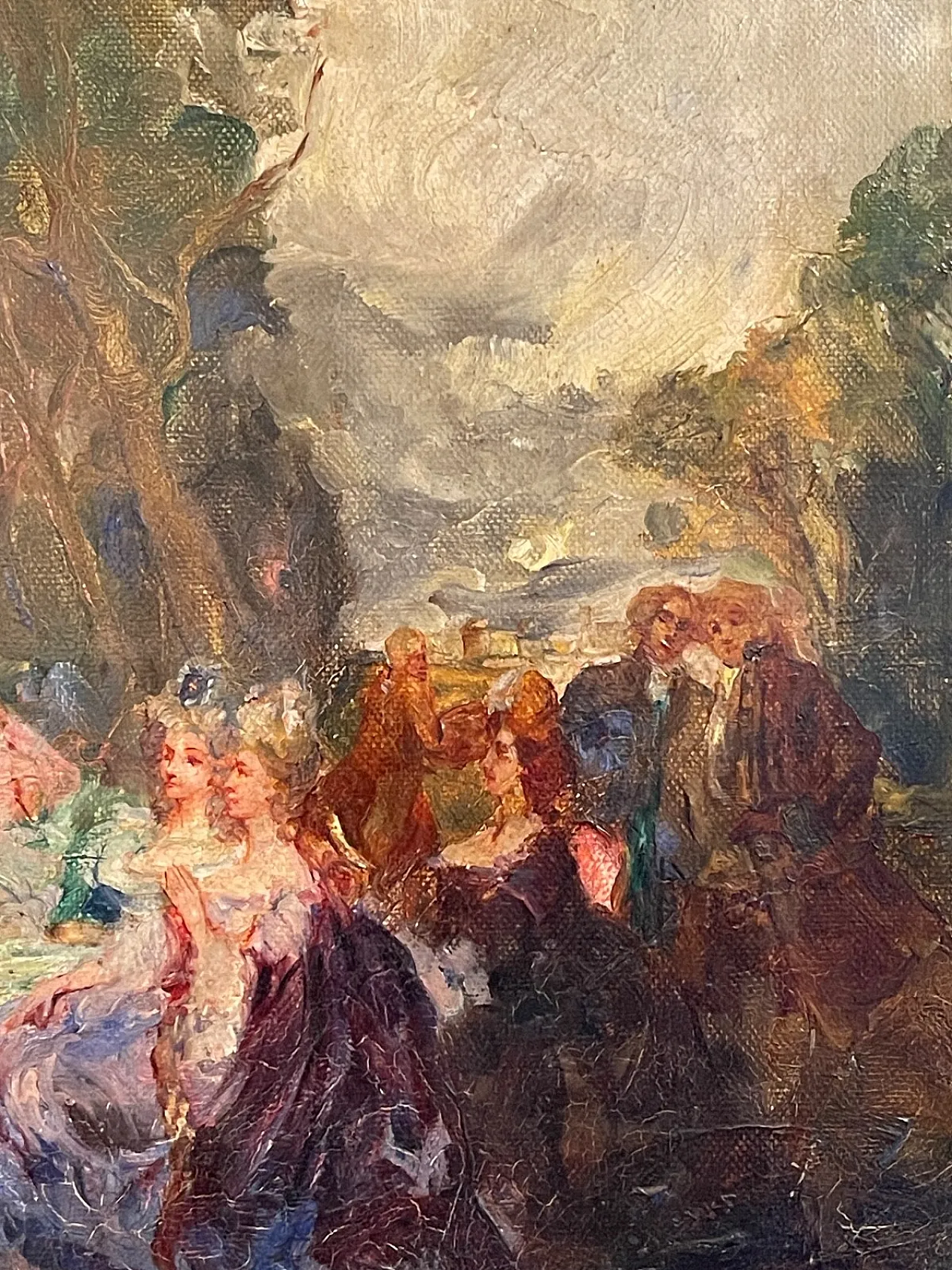 Olio su tela, concerto all'aperto, G. Rivaroli, '800 4