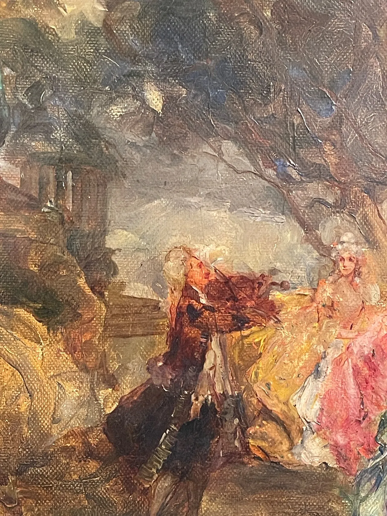 Olio su tela, concerto all'aperto, G. Rivaroli, '800 5