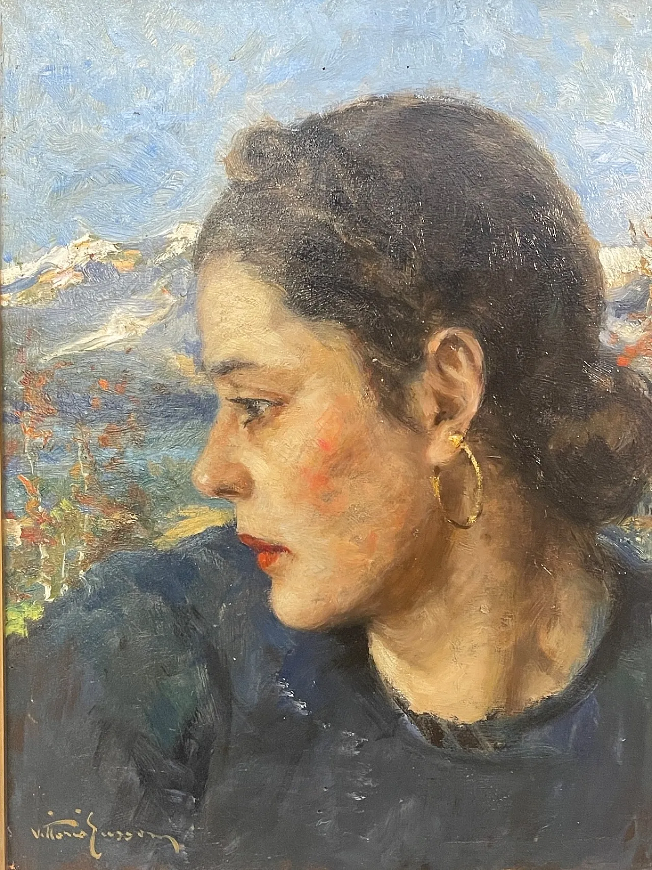 Ritratto di donna di Vittorio Gussoni, olio su tela, '800 2