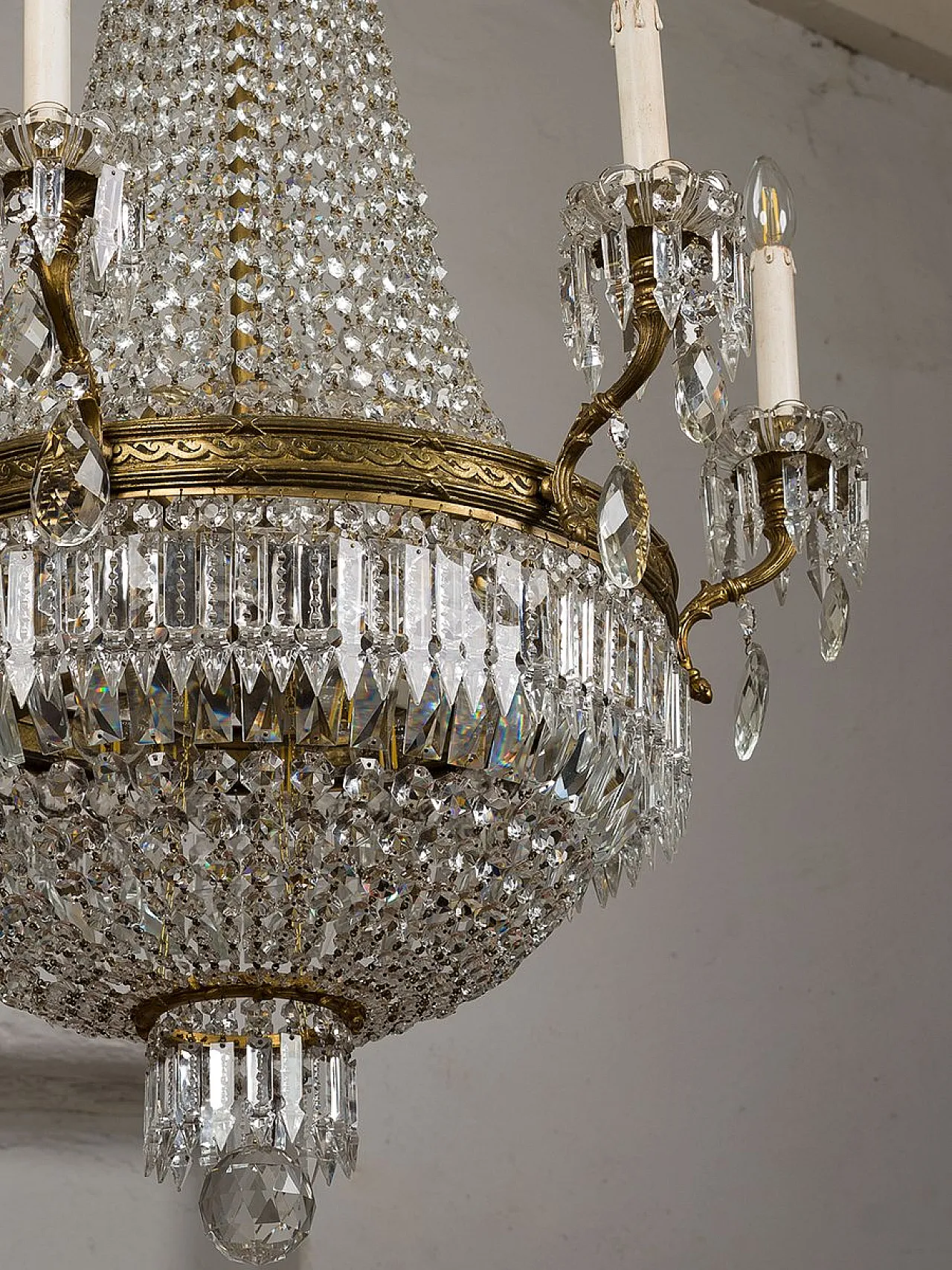 Lampadario in cristallo con perline, anni '20 5