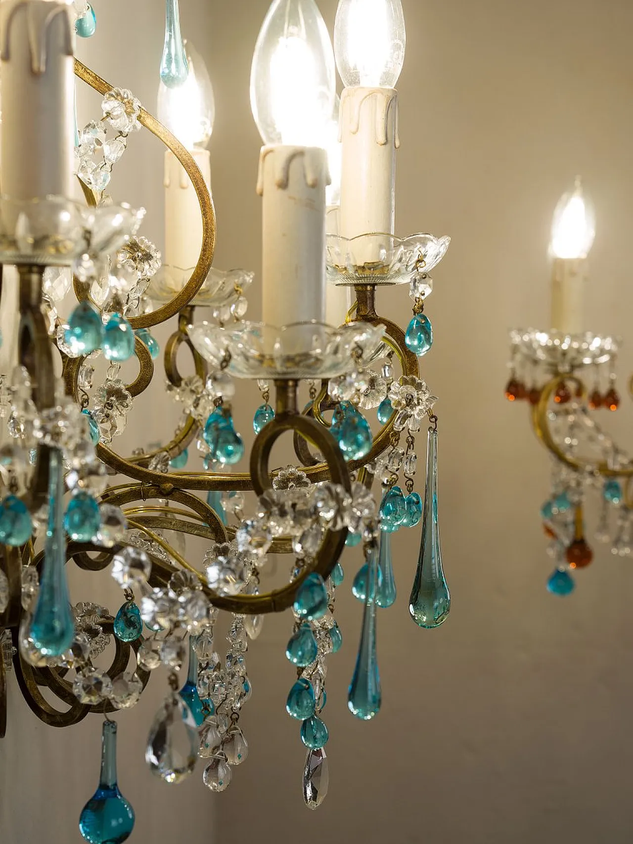 Lampada da parete a cinque luci in ferro battuto, anni '70 5