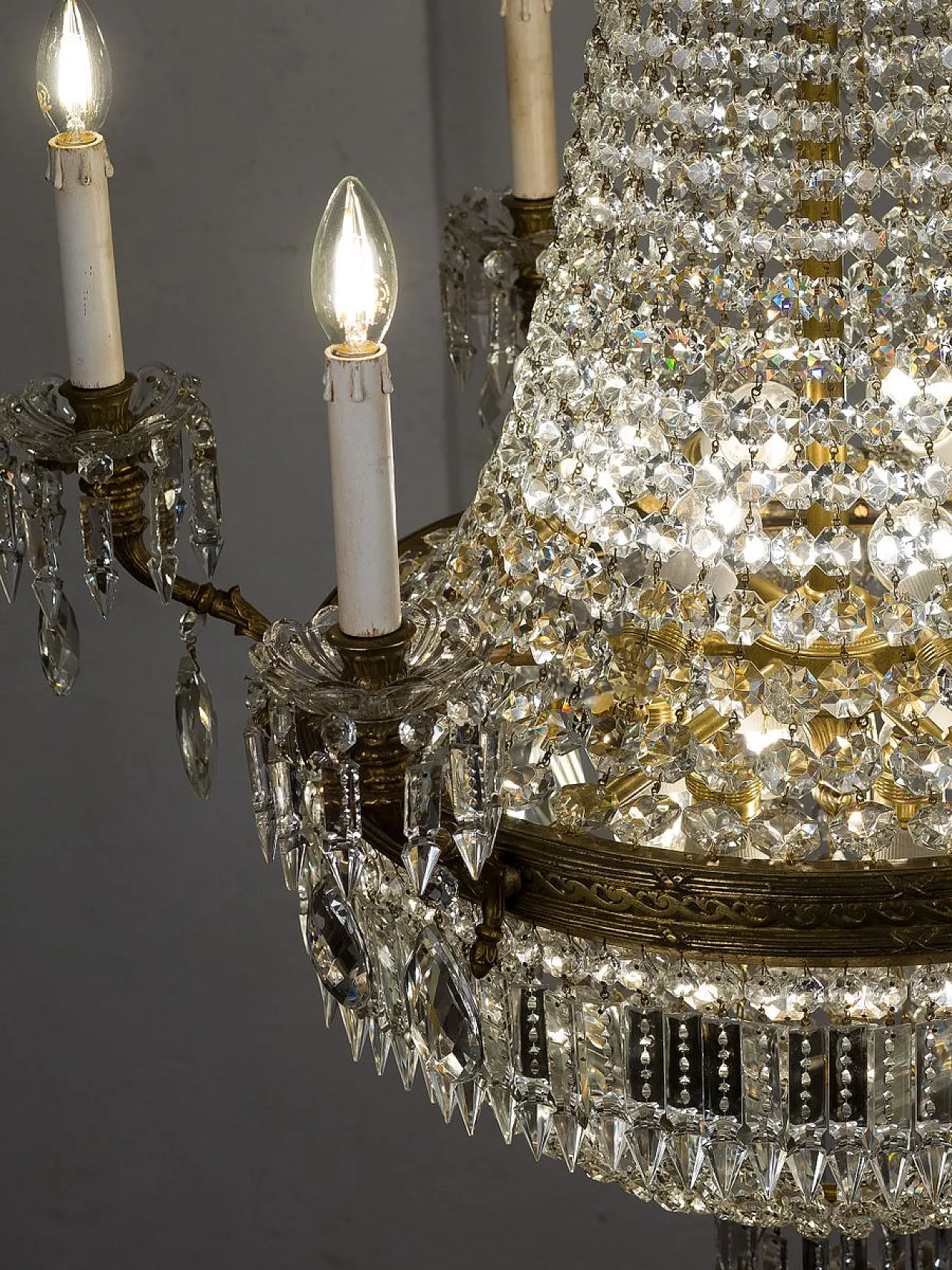 Lampadario in cristallo con perline, anni '20 6