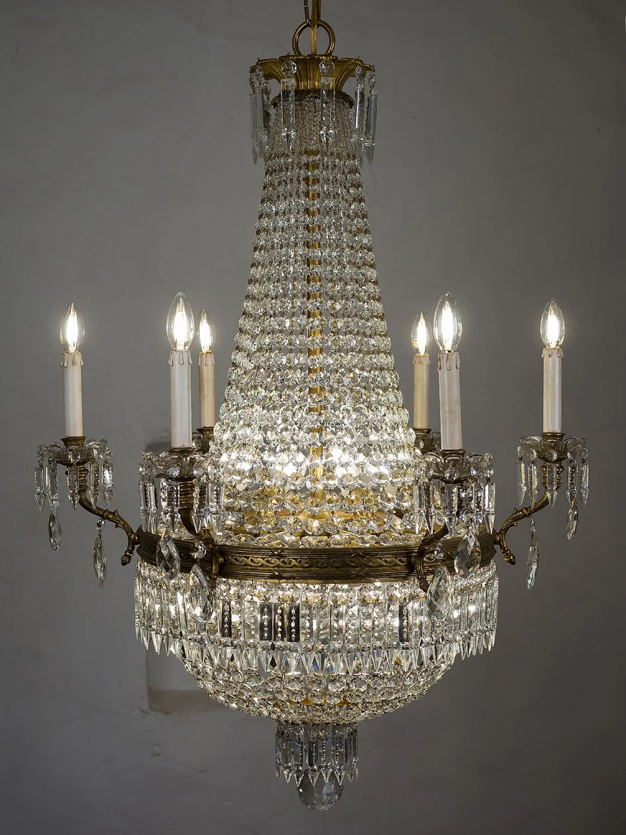 Lampadario in cristallo con perline, anni '20 8