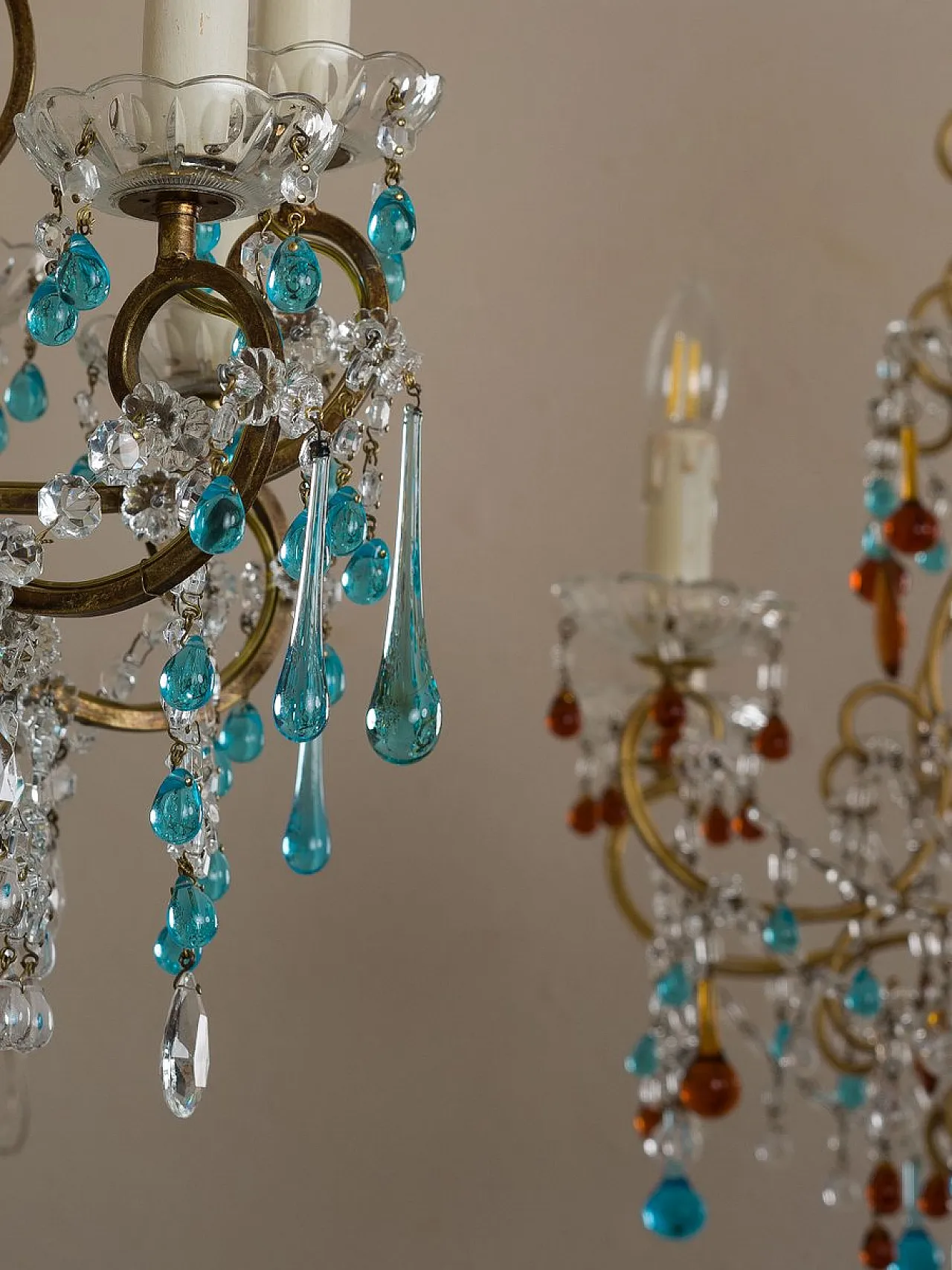 Lampada da parete a cinque luci in ferro battuto, anni '70 9