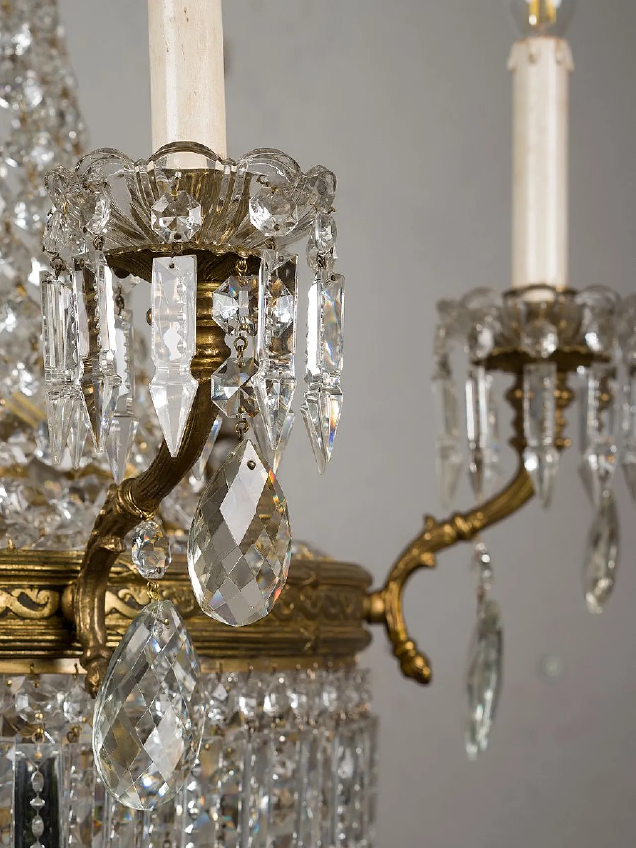 Lampadario in cristallo con perline, anni '20 9