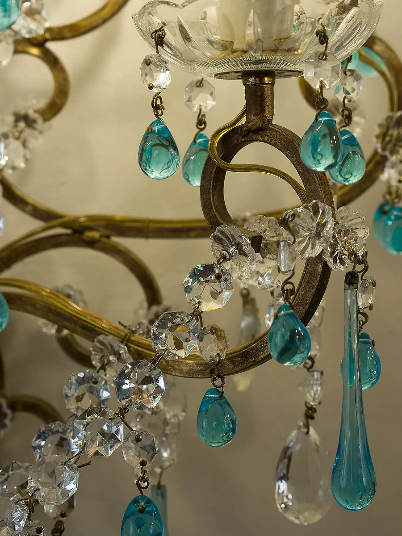 Lampada da parete a cinque luci in ferro battuto, anni '70 12