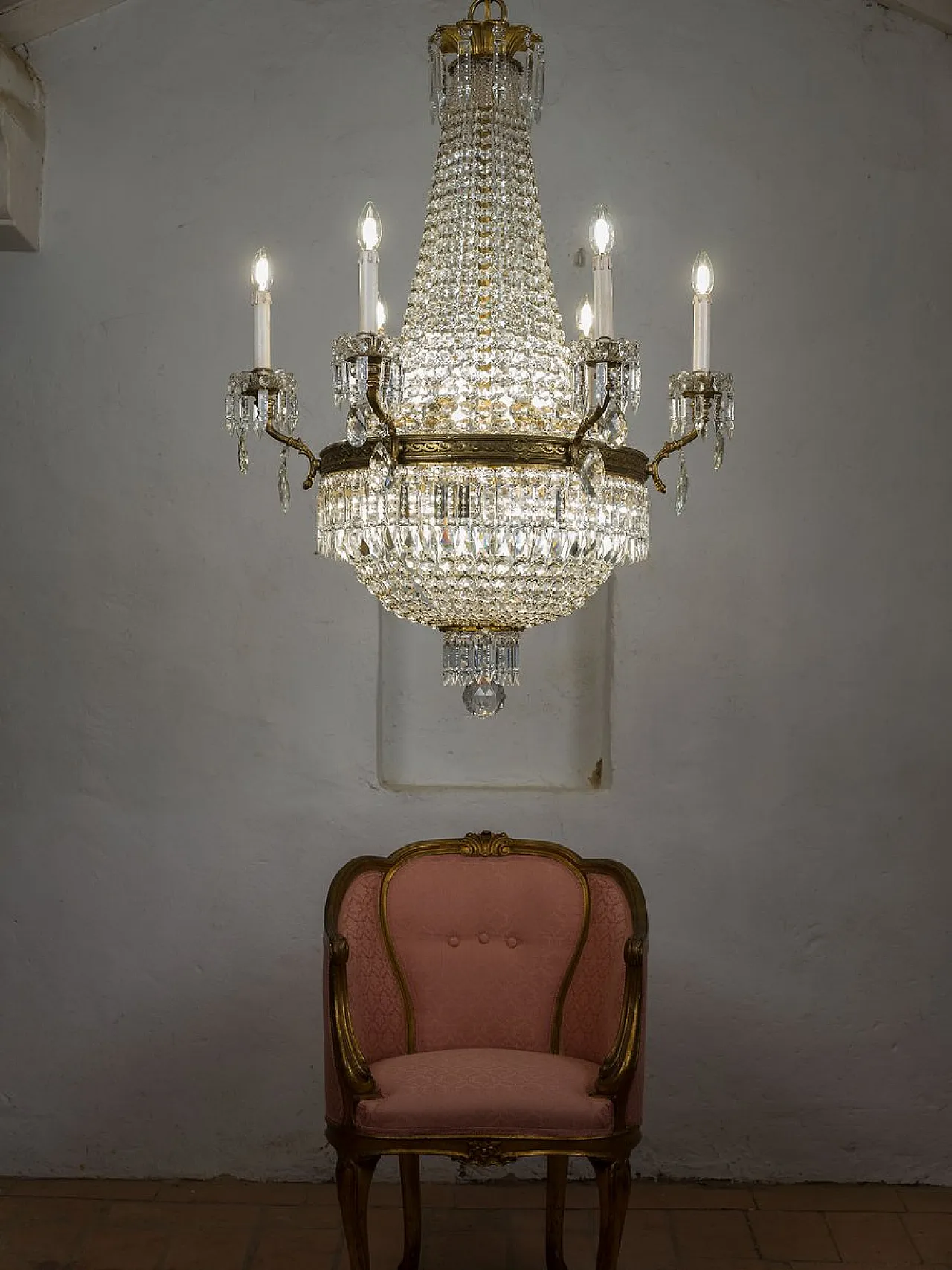 Lampadario in cristallo con perline, anni '20 13