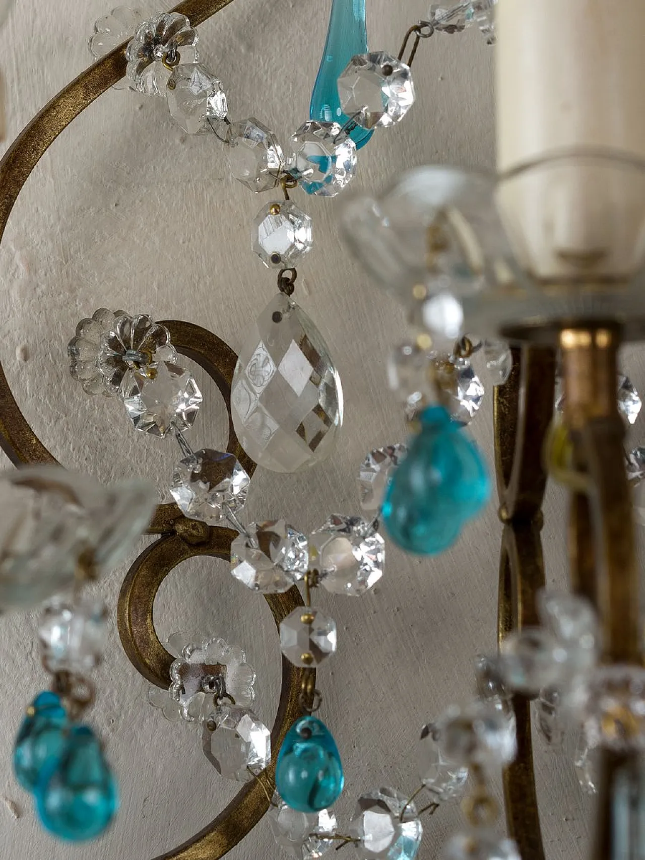 Lampada da parete a cinque luci in ferro battuto, anni '70 13