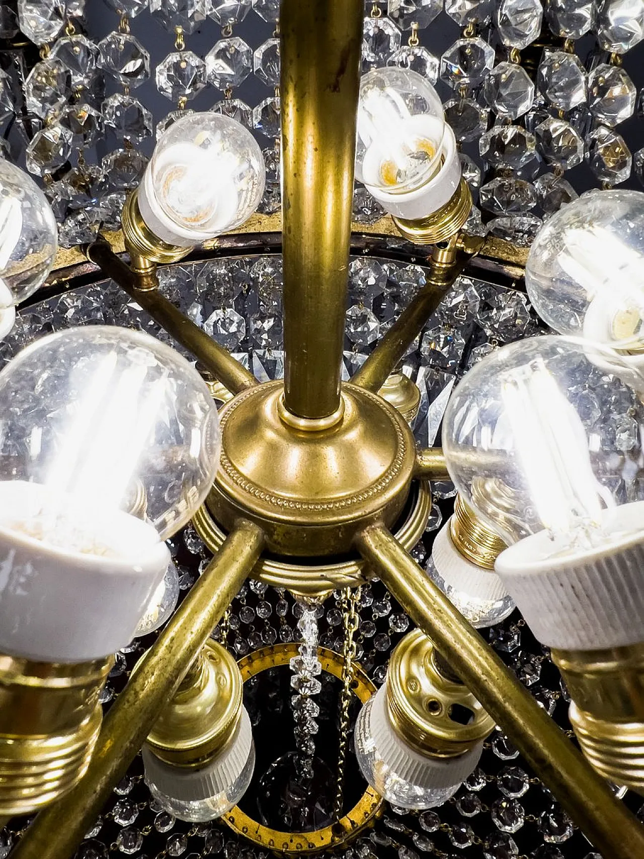 Lampadario in cristallo con perline, anni '20 16