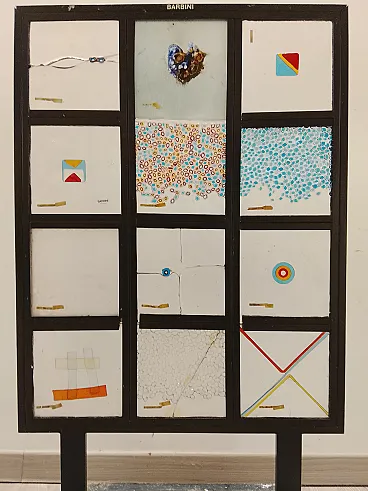 Decorative panel with 12 tiles by Alfredo Barbini, 80s