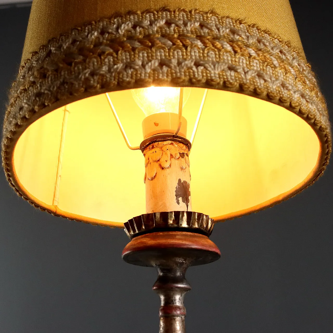 Torchere in turned and carved wood and sheet metal, 20th century 3