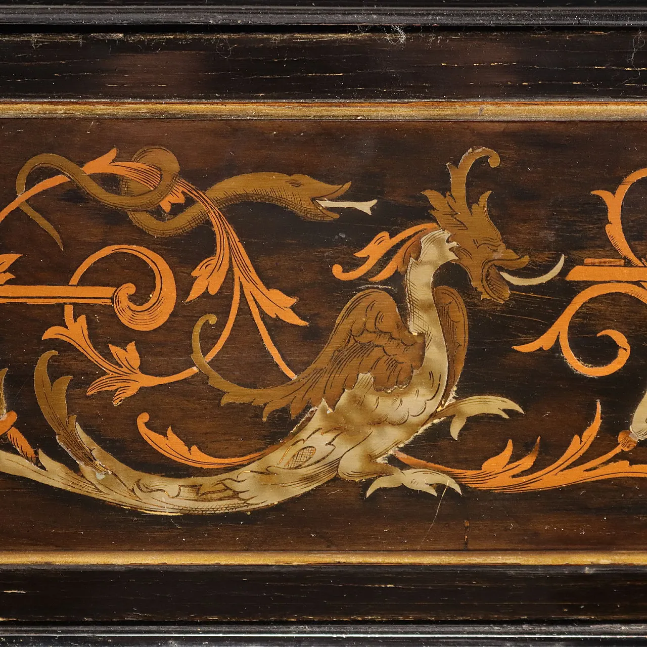 Ebonized mahogany and brass foil secretaire, 19th century 9