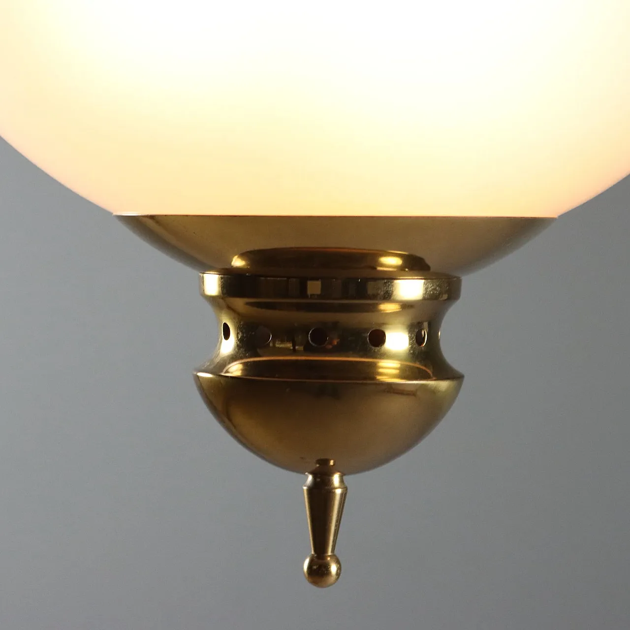 Lampada da soffitto, ottone e vetro, '900 4