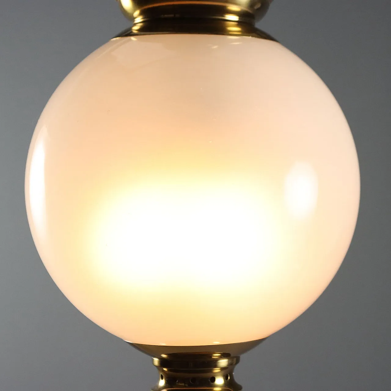 Lampada da soffitto, ottone e vetro, '900 5