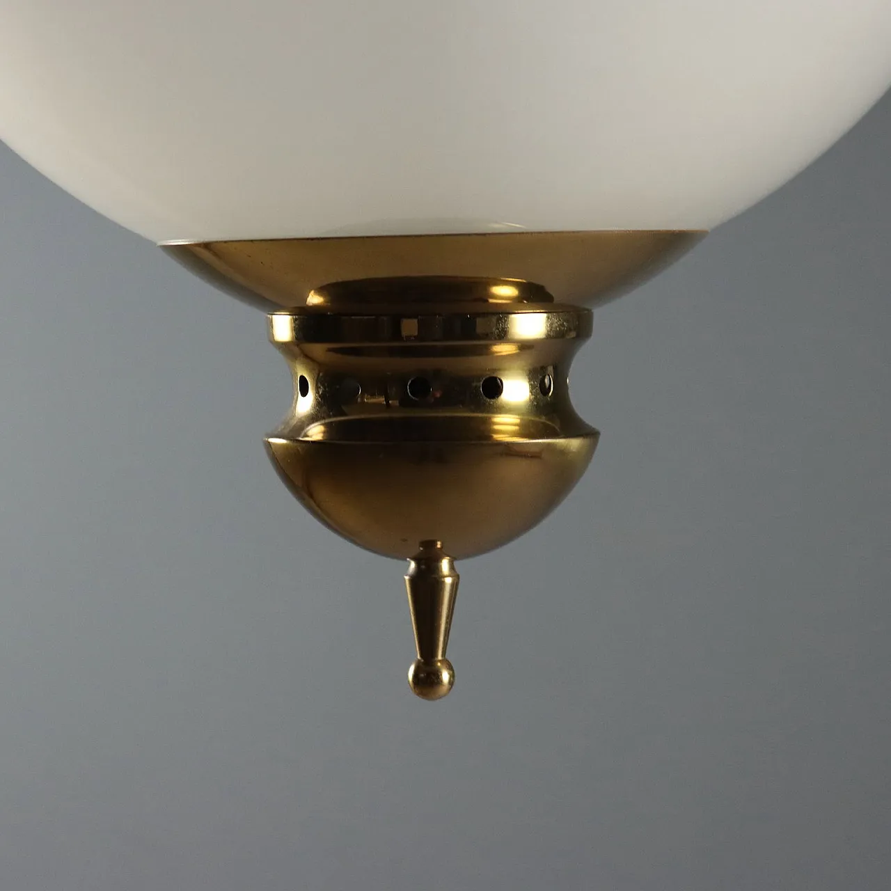Lampada da soffitto, ottone e vetro, '900 8