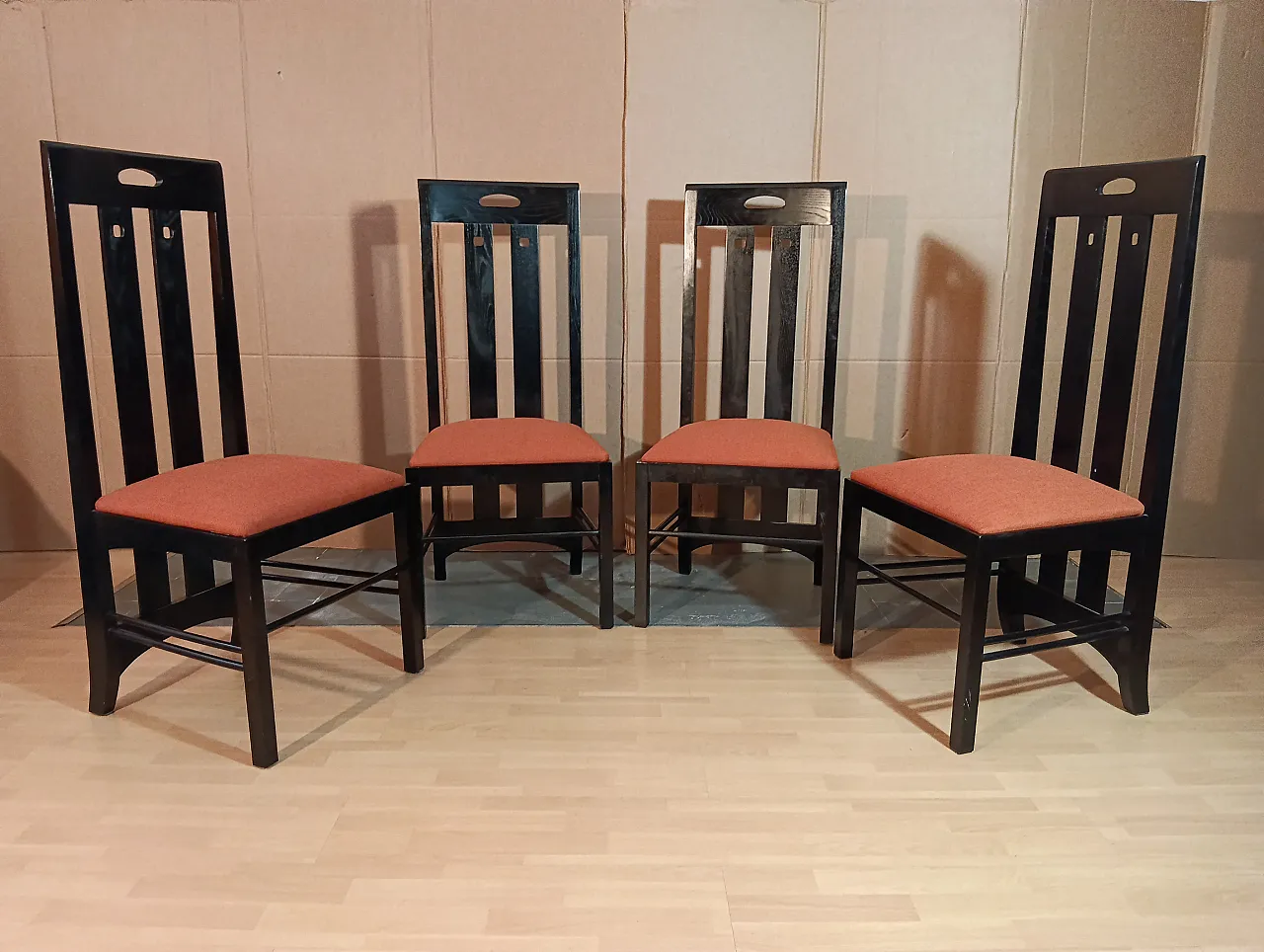 4 834 chairs in Rust by Charles R. Mackintosh for Alivar, 1990s 1