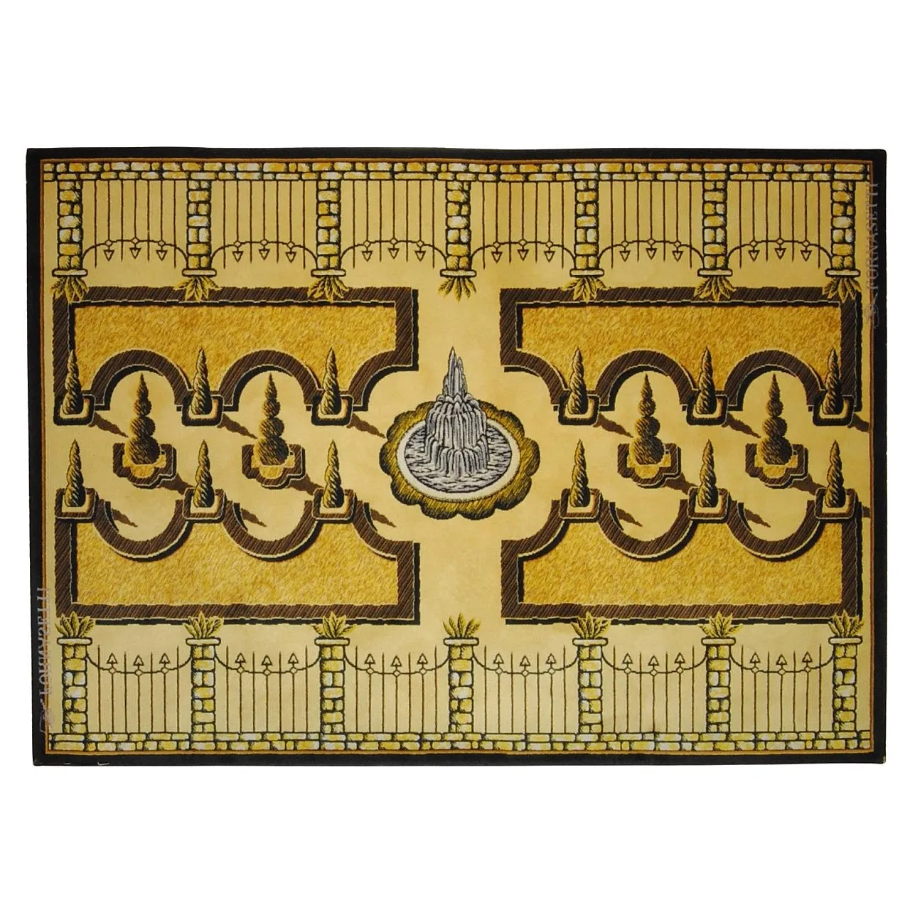 Fornasetti tappeto surrealista Giardini all'italiana giallo nero, '900 1