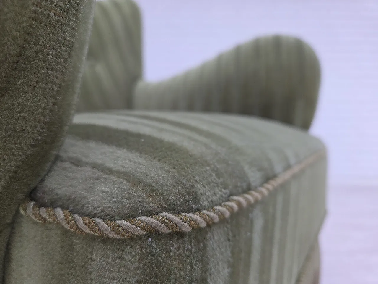 Danish armchair, green velour, 1960s 4