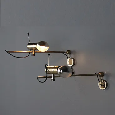 Pair of anodized aluminum sconces, 20th century