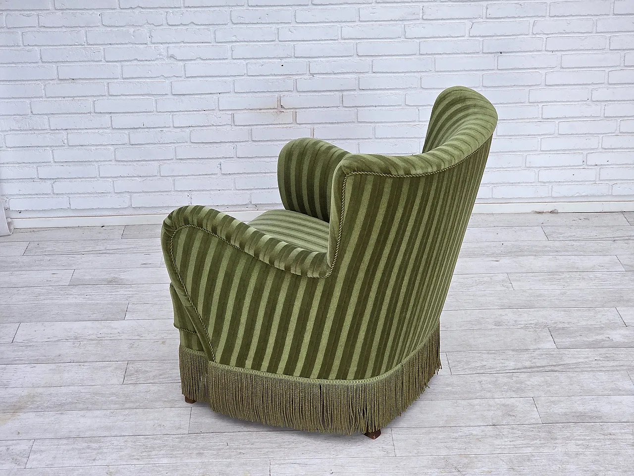 Danish armchair, green velour, 1960s 12