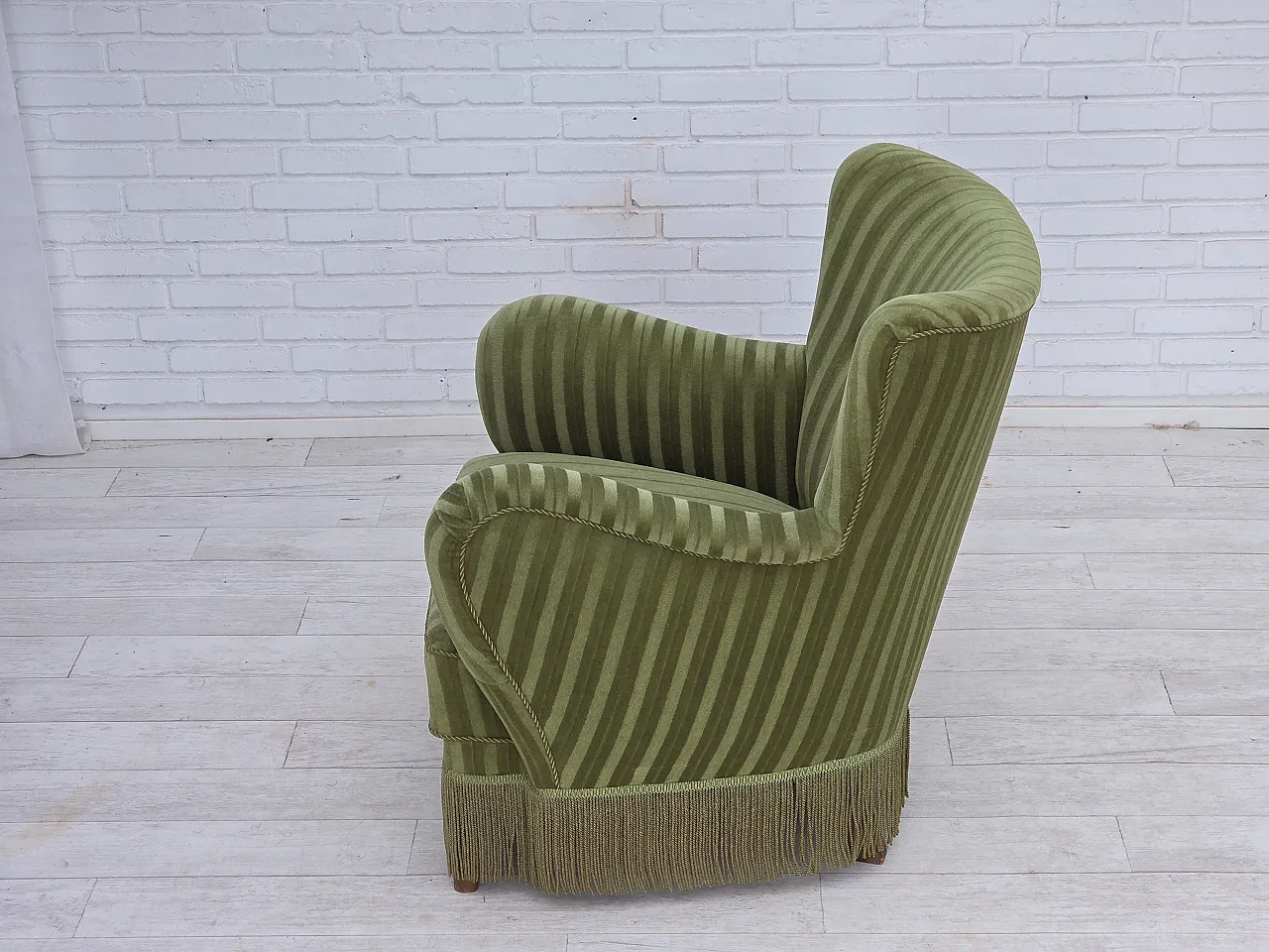 Danish armchair, green velour, 1960s 14