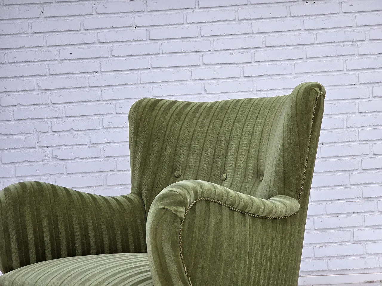 Danish armchair, green velour, 1960s 16