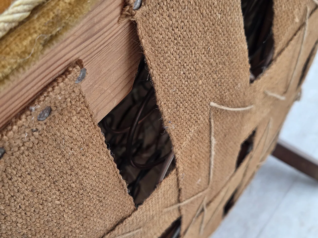 Danish relax chair, original honey yellow velour, 1960s 18