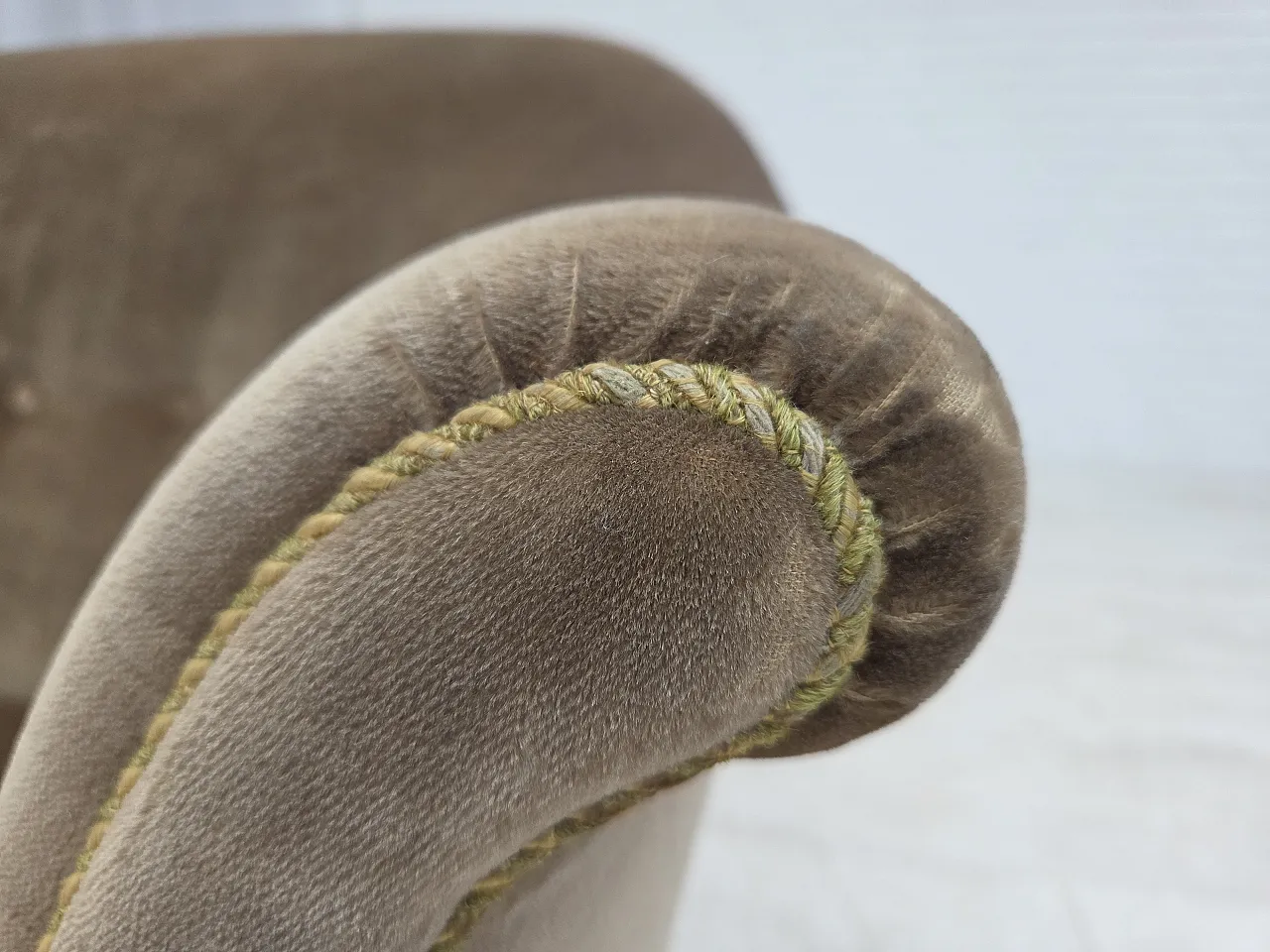 1960s, Danish armchair, original green furniture velour. 5