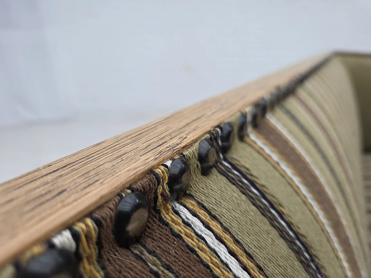 Danish 2-seater sofa striped green wool, 1950s 8