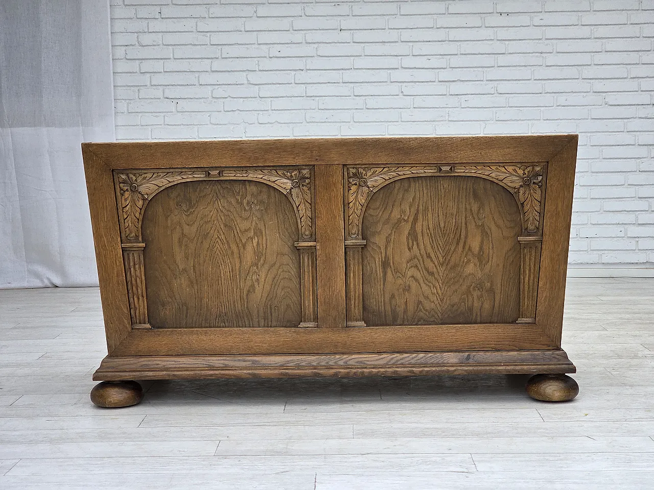 Danish 2-seater sofa striped green wool, 1950s 15