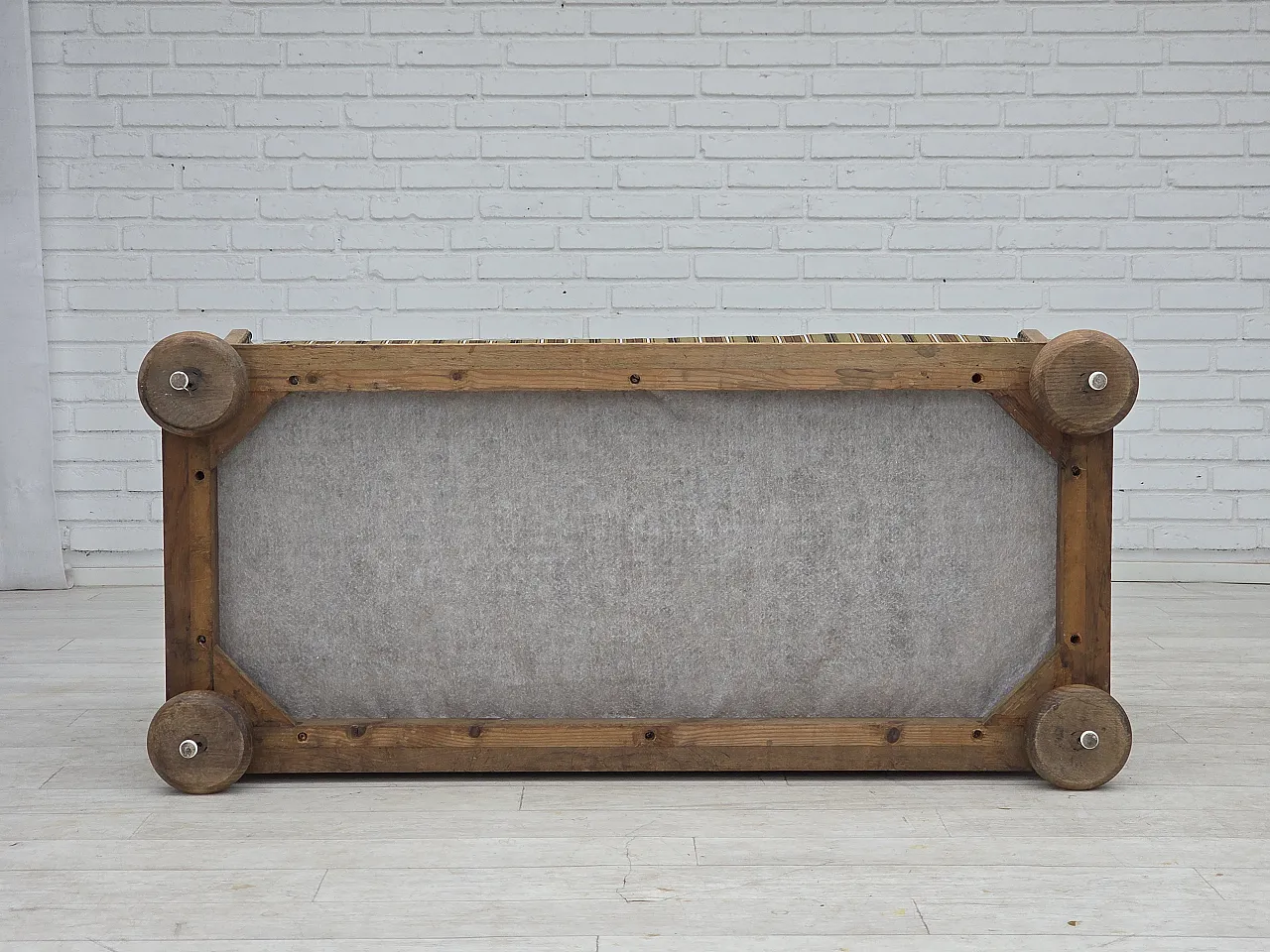 Danish 2-seater sofa striped green wool, 1950s 20