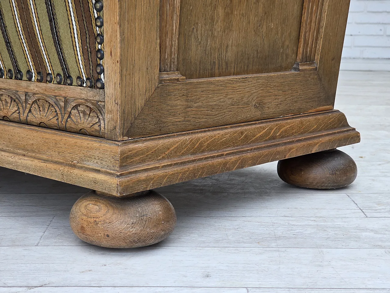 Danish 2-seater sofa striped green wool, 1950s 21