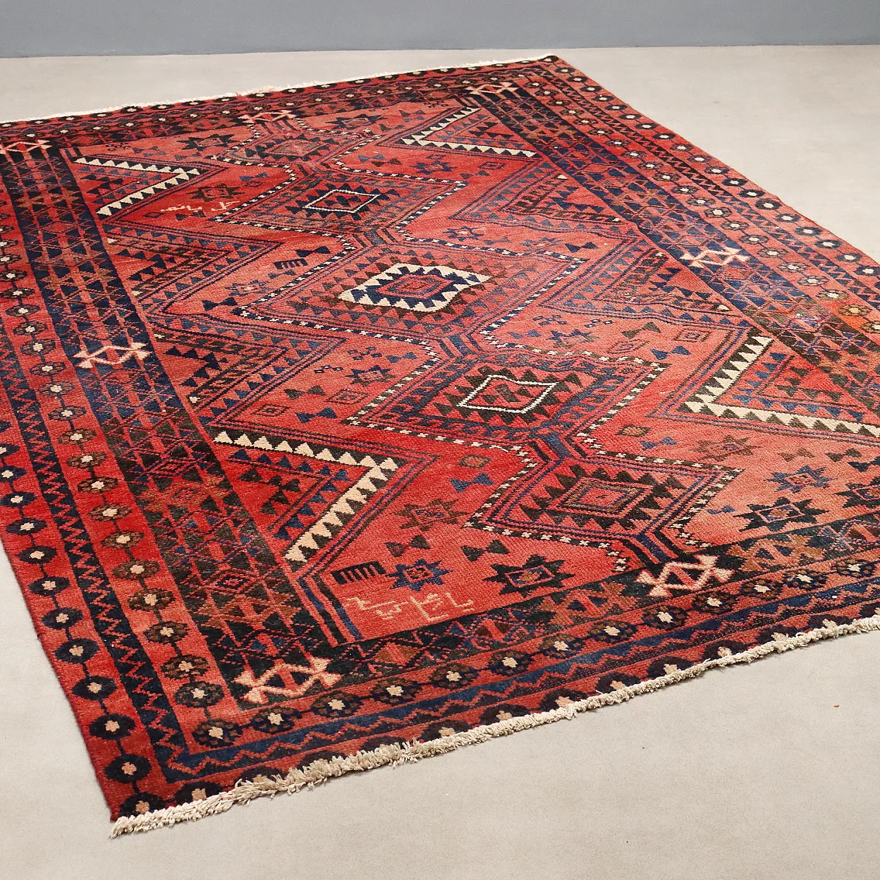 Shiraz wool rug, chunky knot, handcrafted, 20th century 1