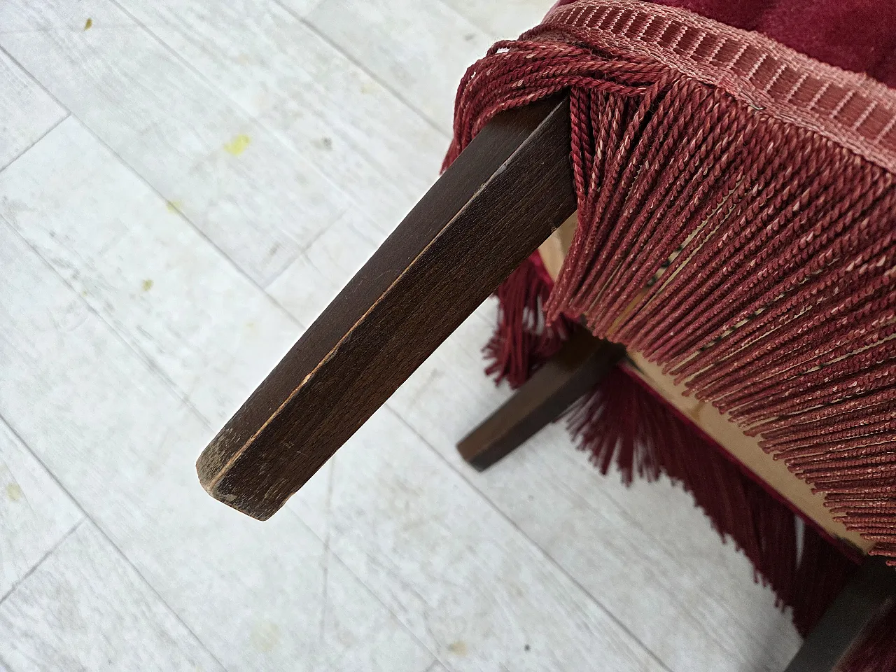 Danish armchair, striped red velour, 1960s 16
