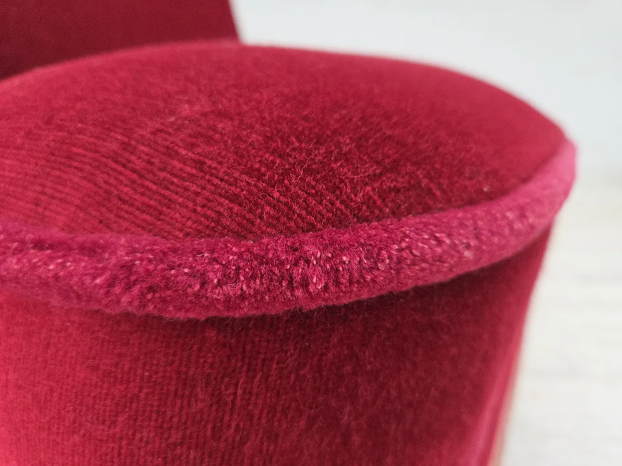 Danish armchair red velour, 1960s 5