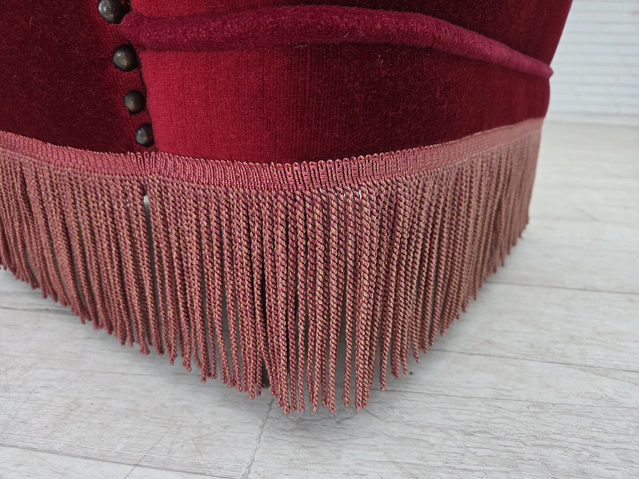 Danish armchair red velour, 1960s 6