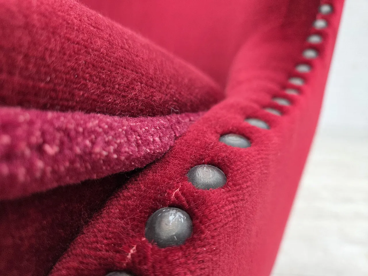 Danish armchair red velour, 1960s 18