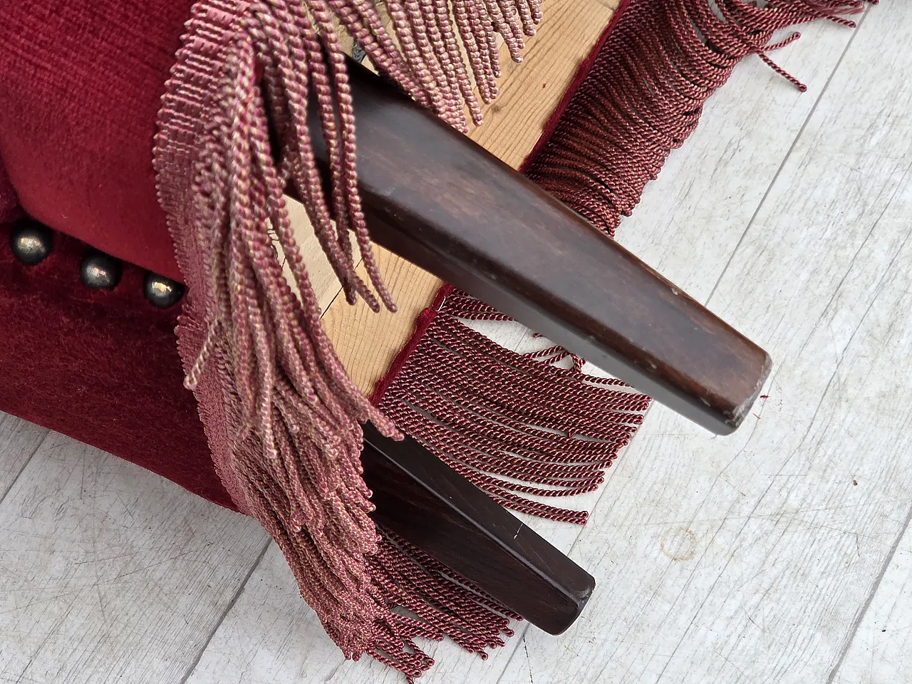 Danish armchair red velour, 1960s 20