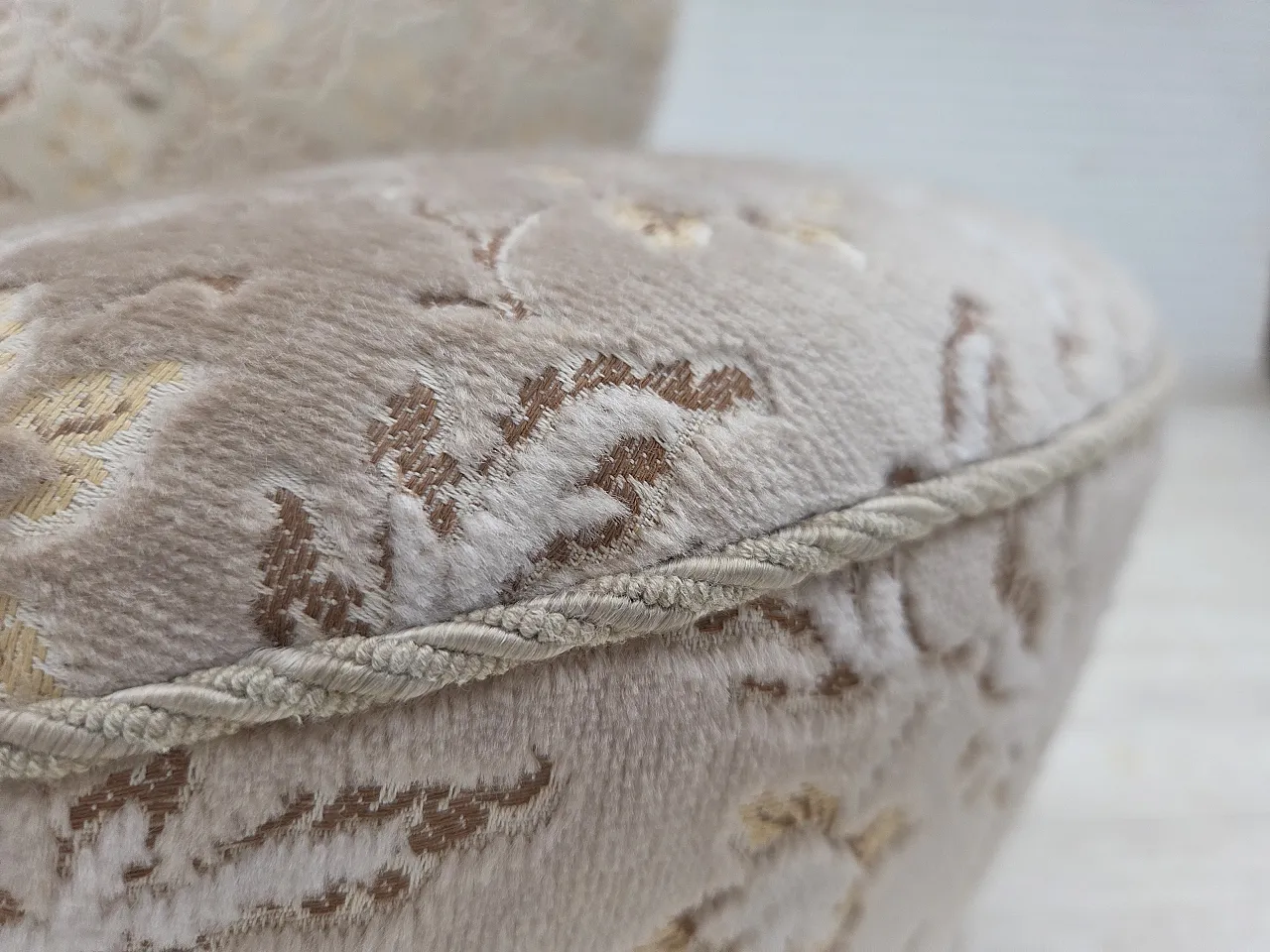 Danish curved armchair, velour, oak wood, 1970s 6