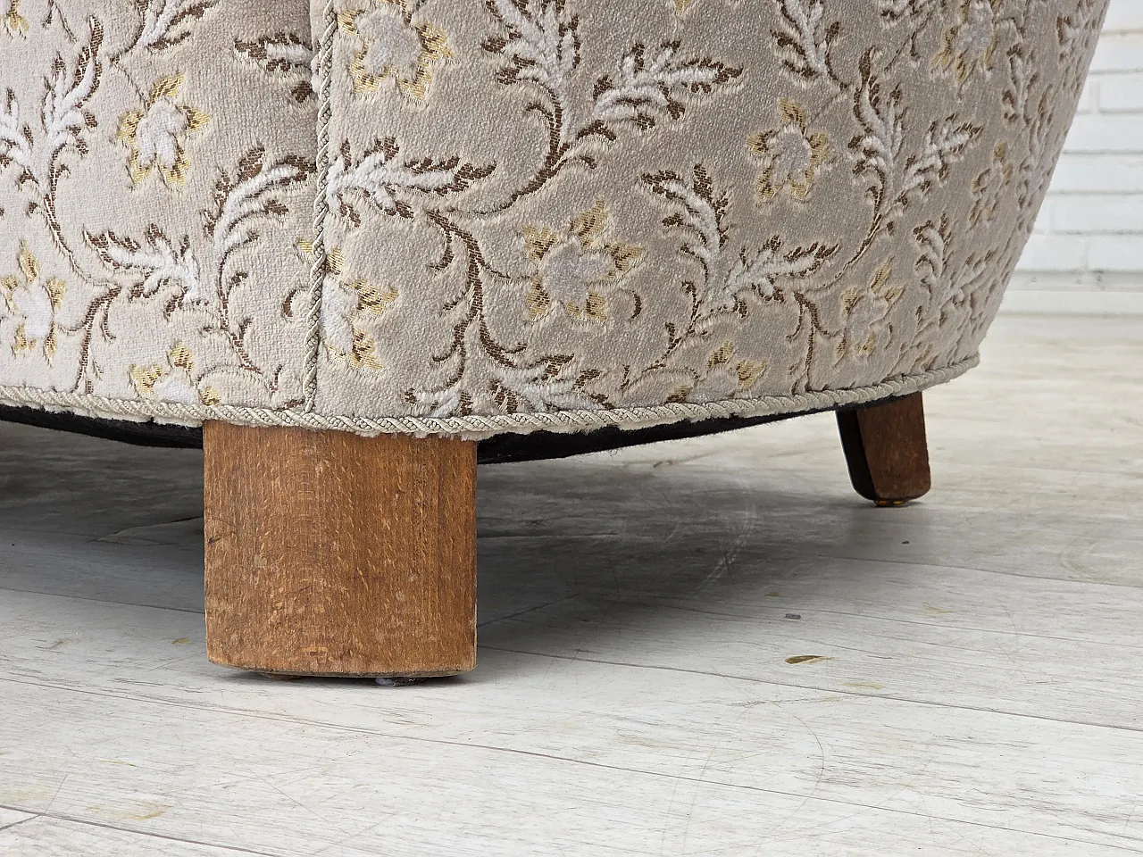 Danish 2-seater Banana sofa, velour, oak wood, 1970s 4