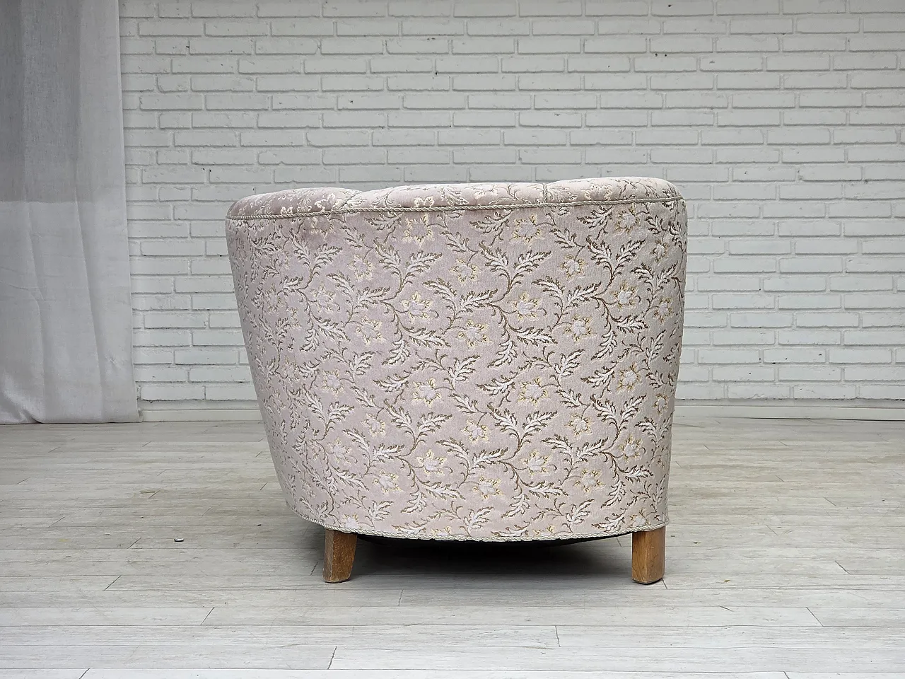 Danish 2-seater Banana sofa, velour, oak wood, 1970s 9