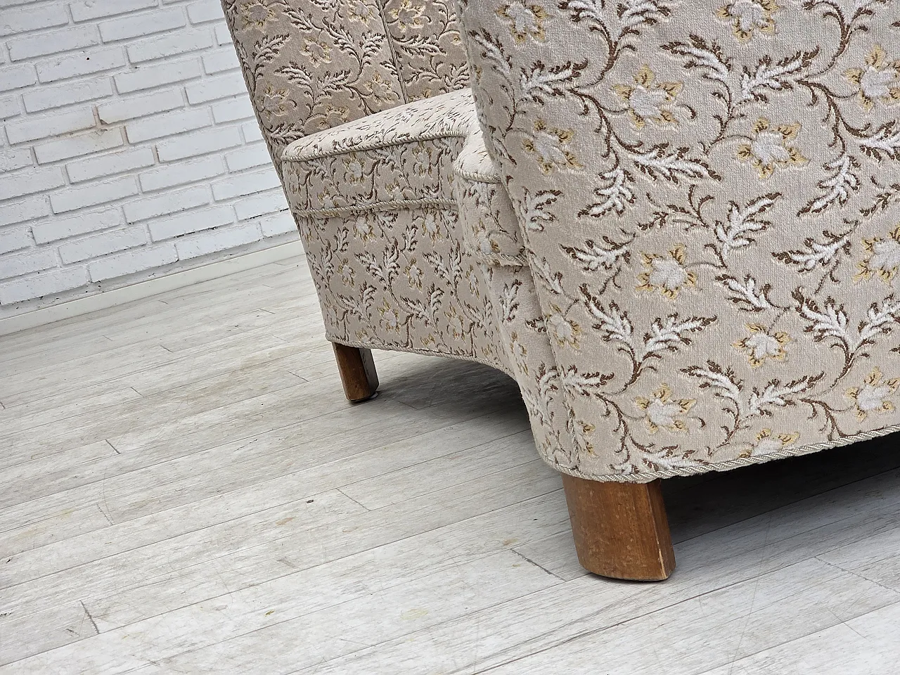 Danish 2-seater Banana sofa, velour, oak wood, 1970s 17