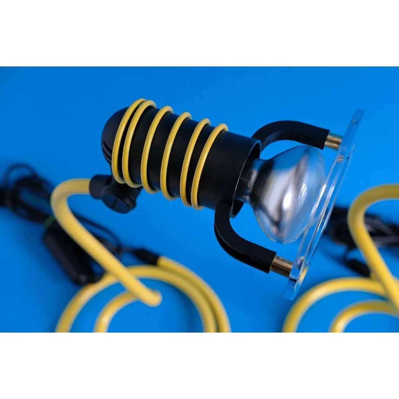 Pair of a Yellow Spiral Desk Lamps, Memphis Style, 1980s 3