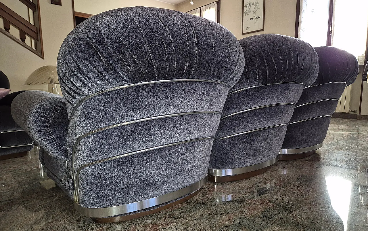 Salotto Space Age Divano 3 Posti e 2 Poltrone, anni '70 2