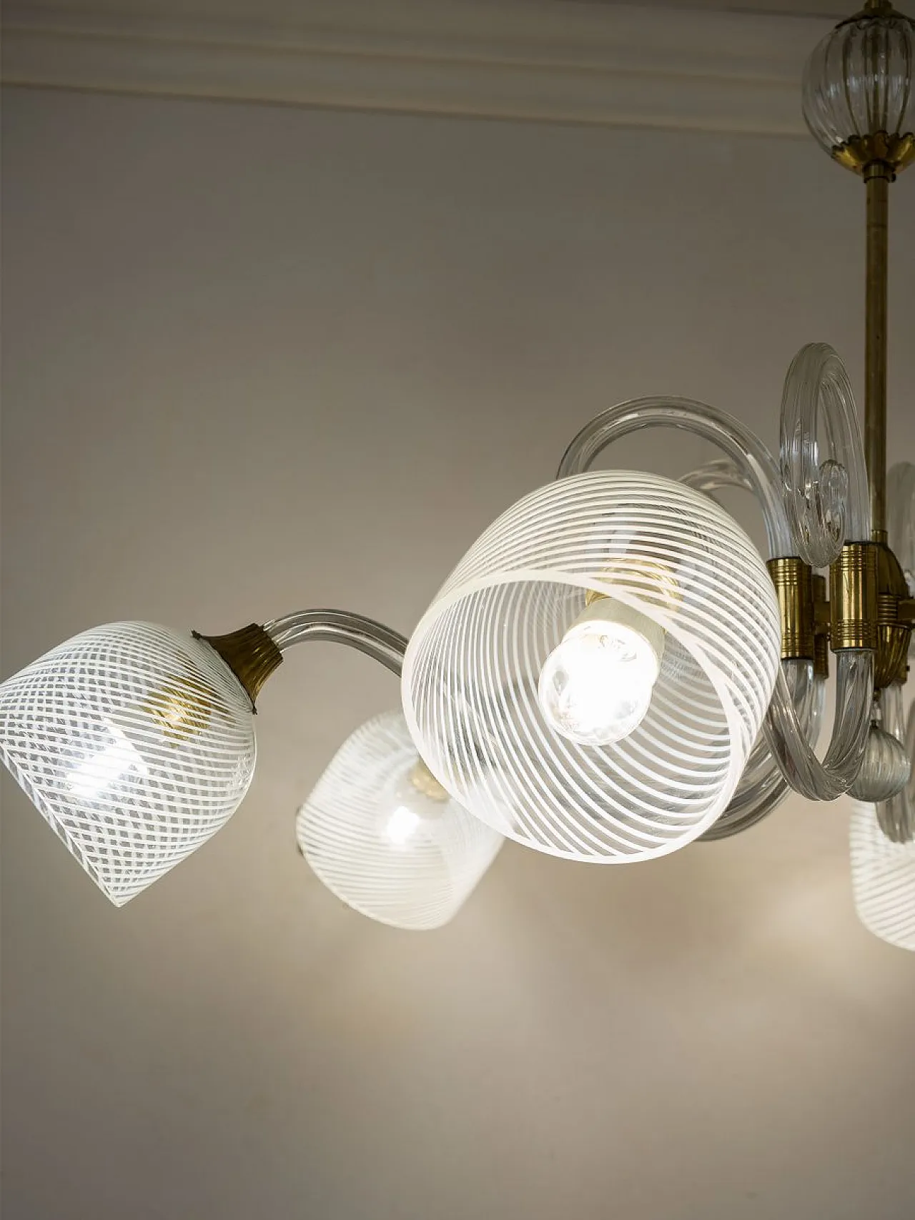 Lampadario in vetro di Murano soffiato di Ercole Barovier, anni '30 2