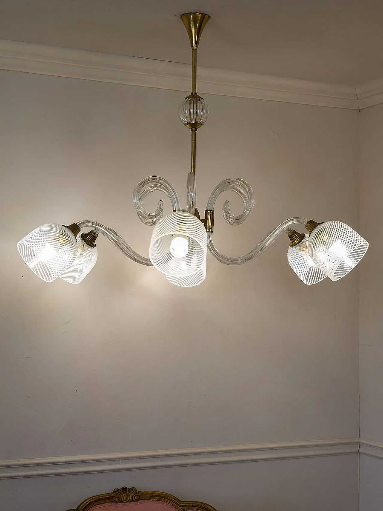Lampadario in vetro di Murano soffiato di Ercole Barovier, anni '30 5