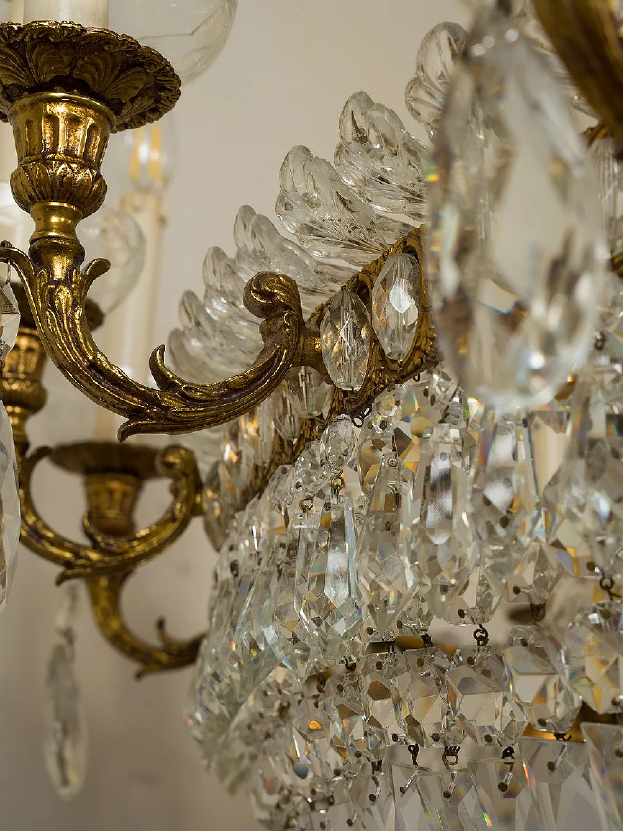 Lampadario a mongolfiera ovale in cristallo a 16 luci impero, '800 6