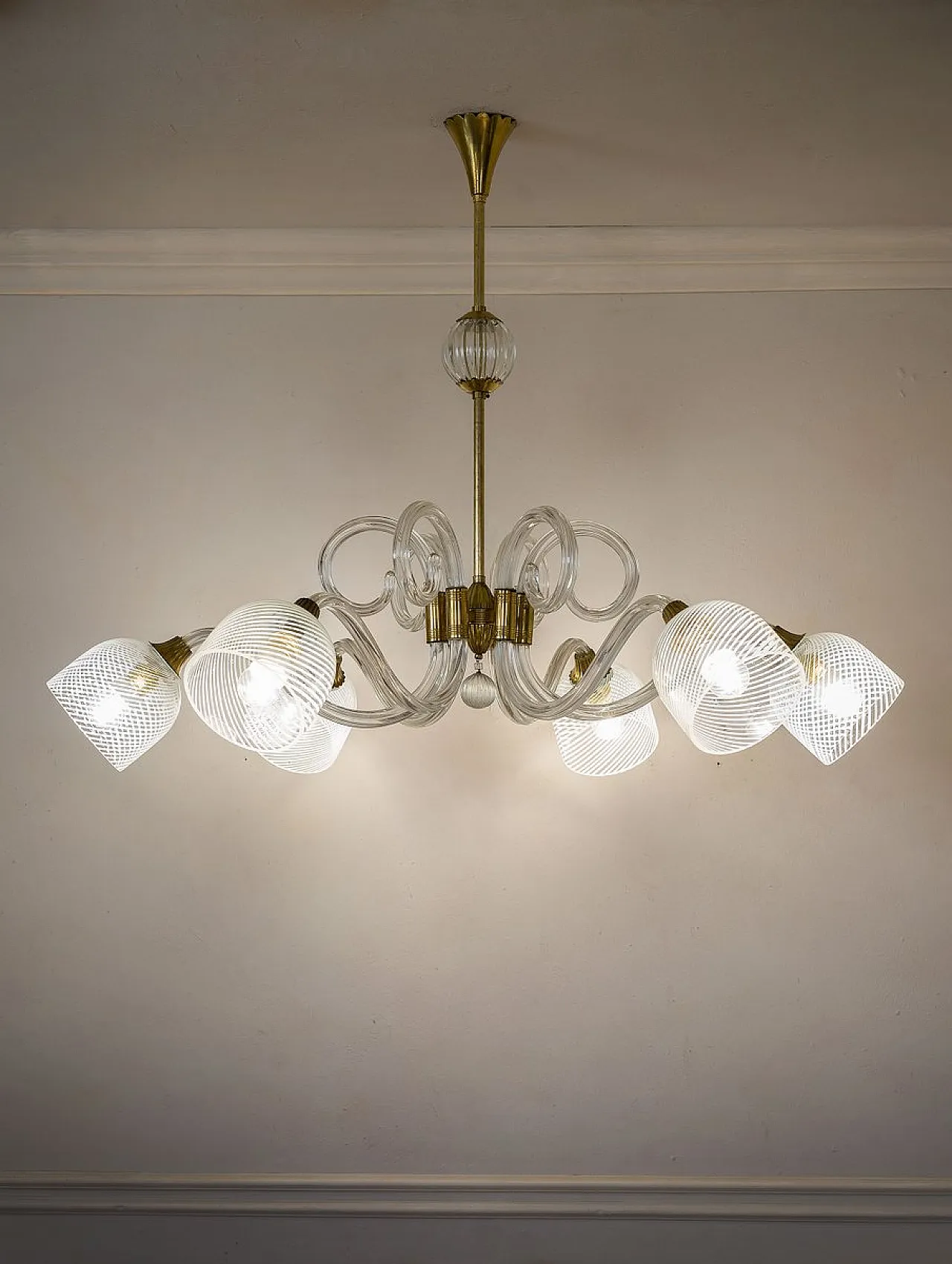 Lampadario in vetro di Murano soffiato di Ercole Barovier, anni '30 7